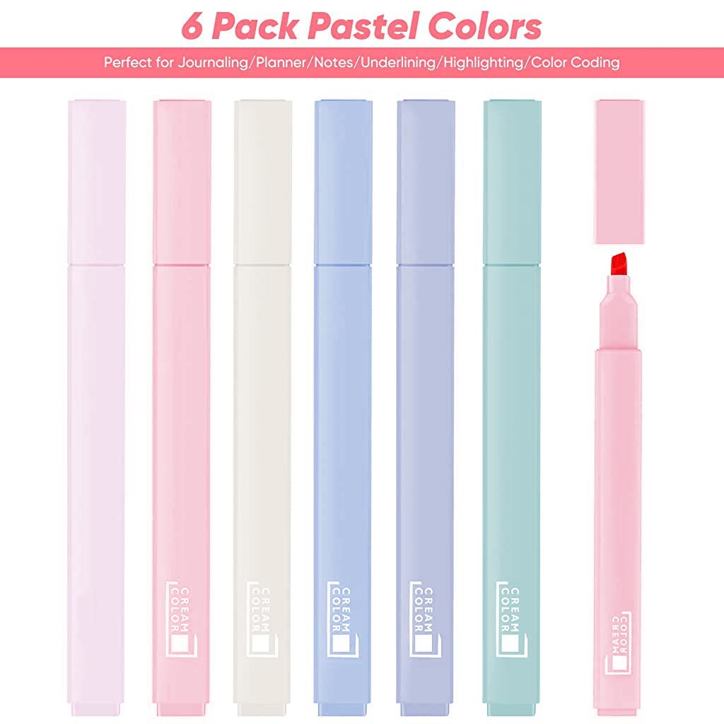 HASTHIP Aesthetic Highlighter Pen, 6 Color Cute Highlighter Pens with Soft Chisel Tip, Dry Fast Easy to Hold, Graffiti Pen Art Color Pen Markers Set for Journal Notes School Office Supplies HASTHIP Aesthetic Highlighter Pen, 6 Color Cute Highlighter Pens with Soft Chisel Tip, Dry Fast Easy to Hold, Graffiti Pen Art Color Pen Markers Set for Journal Notes School Office Supplies